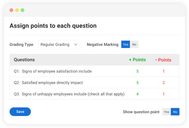 Enable Negative Marking
